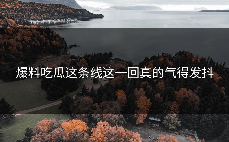 爆料吃瓜这条线这一回真的气得发抖