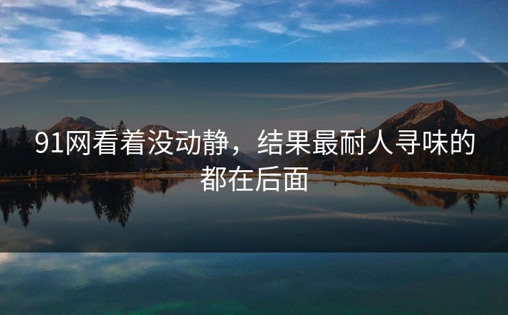 91网看着没动静，结果最耐人寻味的都在后面