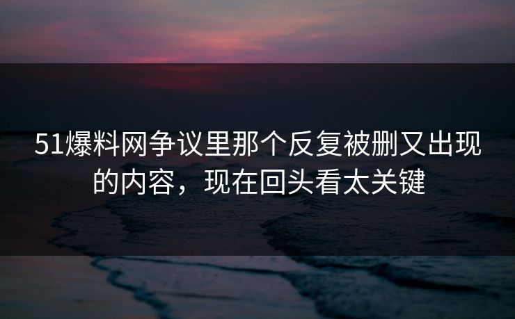 51爆料网争议里那个反复被删又出现的内容，现在回头看太关键