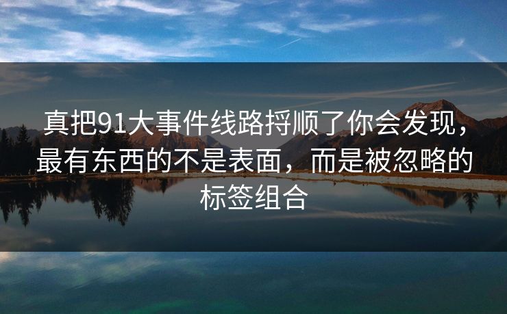 真把91大事件线路捋顺了你会发现，最有东西的不是表面，而是被忽略的标签组合