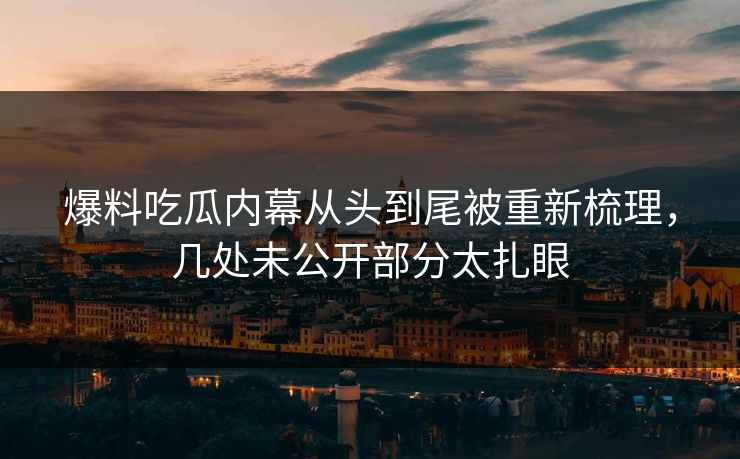 爆料吃瓜内幕从头到尾被重新梳理，几处未公开部分太扎眼