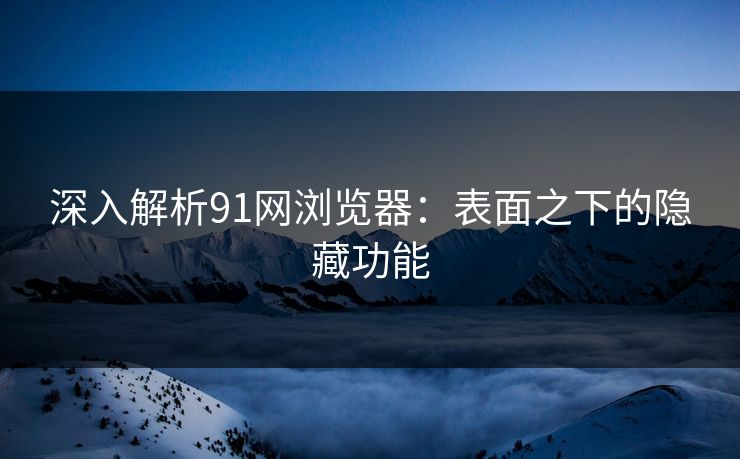 深入解析91网浏览器：表面之下的隐藏功能